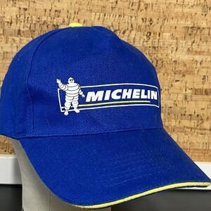 Vintage Michelin Tires White Blue Yellow  Back Hot Adjustable Strap Back Hat Cap